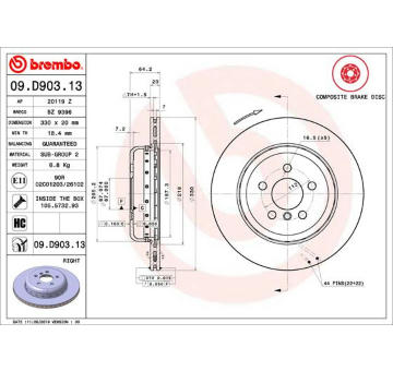 Brzdový kotouč BREMBO 09.D903.13