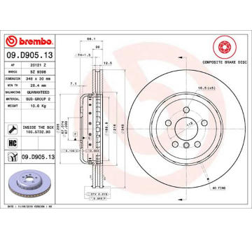 Brzdový kotouč BREMBO 09.D905.13