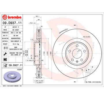 Brzdový kotouč BREMBO 09.D937.11