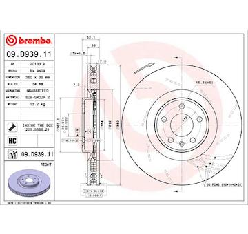 Brzdový kotouč BREMBO 09.D939.11