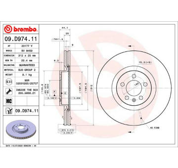 Brzdový kotouč BREMBO 09.D974.11