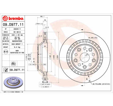 Brzdový kotouč BREMBO 09.D977.11