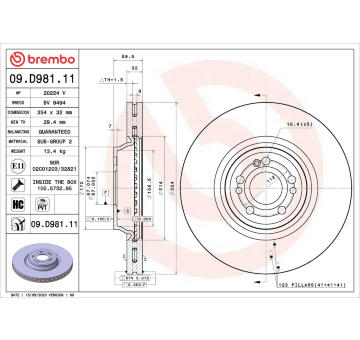 Brzdový kotouč BREMBO 09.D981.11