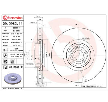 Brzdový kotouč BREMBO 09.D982.11