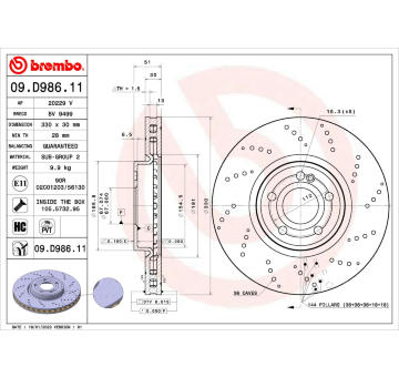 Brzdový kotouč BREMBO 09.D986.11