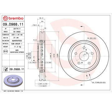 Brzdový kotouč BREMBO 09.D988.11