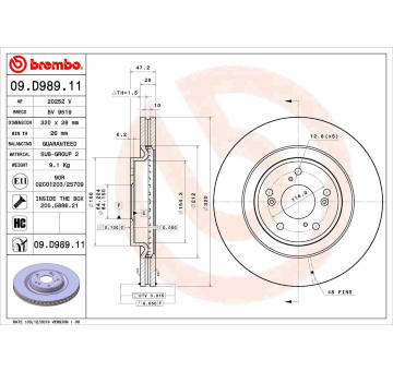 Brzdový kotouč BREMBO 09.D989.11