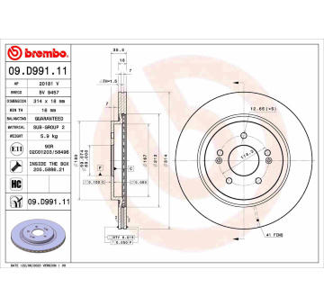 Brzdový kotouč BREMBO 09.D991.11