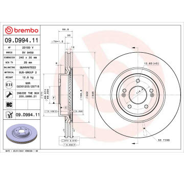 Brzdový kotouč BREMBO 09.D994.11