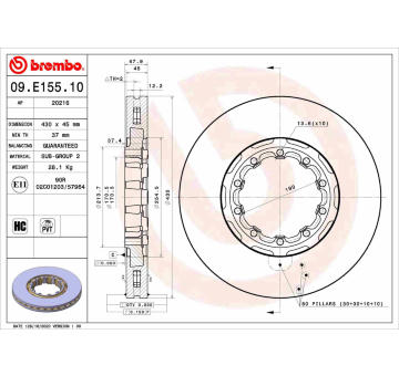 Brzdový kotouč BREMBO 09.E155.10