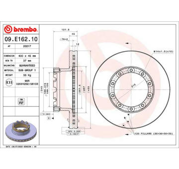 Brzdový kotouč BREMBO 09.E162.10