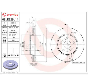 Brzdový kotouč BREMBO 09.E229.11