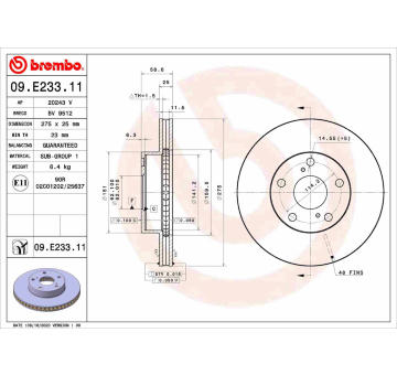 Brzdový kotouč BREMBO 09.E233.11