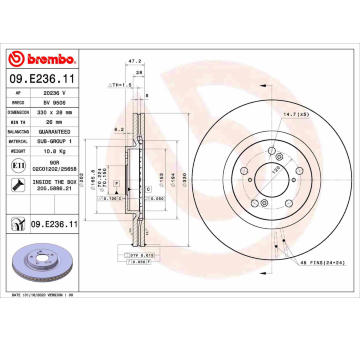 Brzdový kotouč BREMBO 09.E236.11