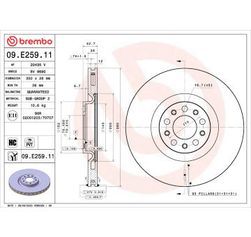 Brzdový kotouč BREMBO 09.E259.11