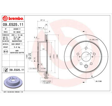 Brzdový kotouč BREMBO 09.E525.11