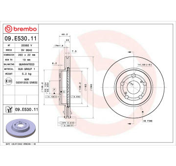 Brzdový kotouč BREMBO 09.E530.11