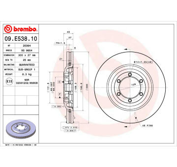 Brzdový kotouč BREMBO 09.E538.10