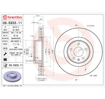 Brzdový kotouč BREMBO 09.E833.11