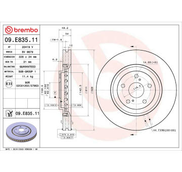 Brzdový kotouč BREMBO 09.E835.11