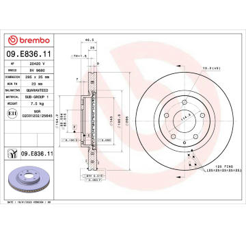 Brzdový kotouč BREMBO 09.E836.11