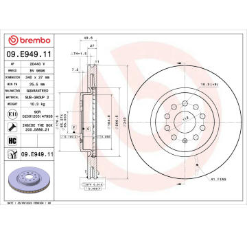 Brzdový kotouč BREMBO 09.E949.11