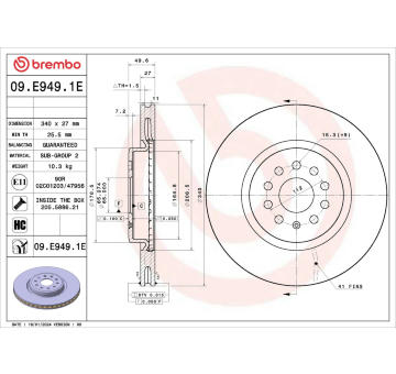Brzdový kotúč BREMBO 09.E949.1E