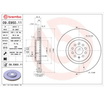 Brzdový kotúč BREMBO 09.E950.11
