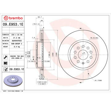 Brzdový kotouč BREMBO 09.E953.1E