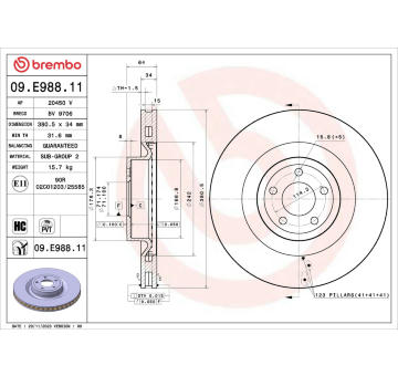 Brzdový kotúč BREMBO 09.E988.11