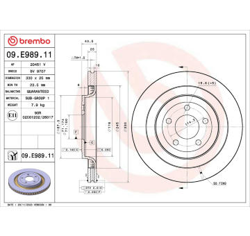 Brzdový kotouč BREMBO 09.E989.11