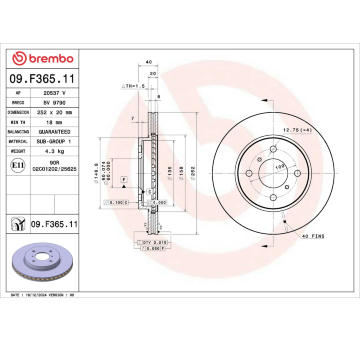 Brzdový kotúč BREMBO 09.F365.11