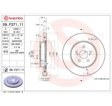 Brzdový kotouč BREMBO 09.F371.11
