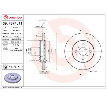 Brzdový kotúč BREMBO 09.F374.11