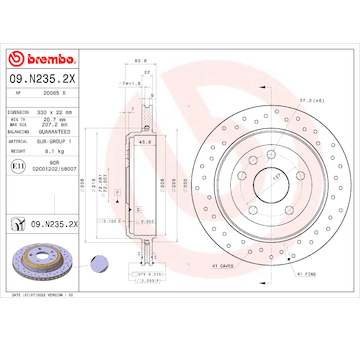 Brzdový kotouč BREMBO 09.N235.2X