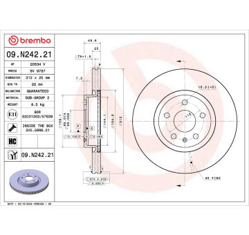 Brzdový kotúč BREMBO 09.N242.21