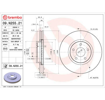 Brzdový kotouč BREMBO 09.N255.21