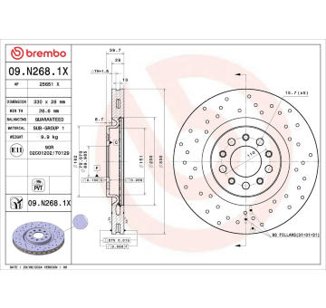 Brzdový kotouč BREMBO 09.N268.1X