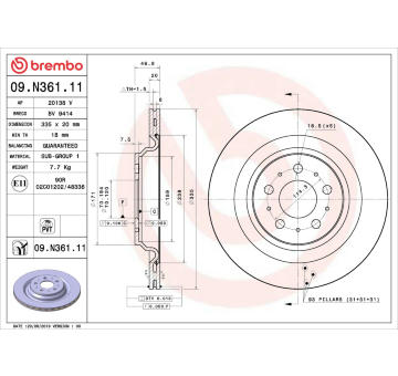 Brzdový kotouč BREMBO 09.N361.11