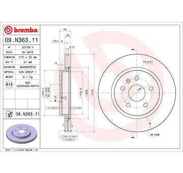 Brzdový kotouč BREMBO 09.N363.11