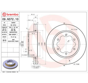 Brzdový kotouč BREMBO 09.N372.10