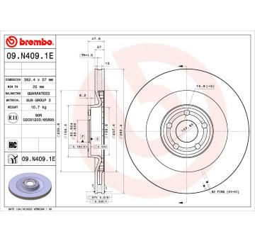 Brzdový kotouč BREMBO 09.N409.1E