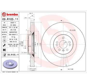 Brzdový kotouč BREMBO 09.R105.11