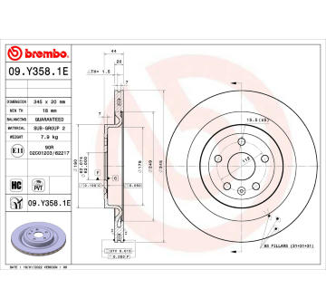 Brzdový kotouč BREMBO 09.Y358.1E