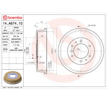 Brzdový buben BREMBO 14.A674.10