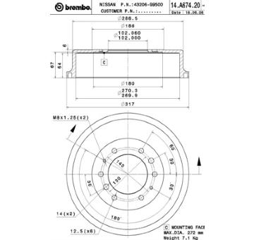 Brzdový buben BREMBO 14.A674.20