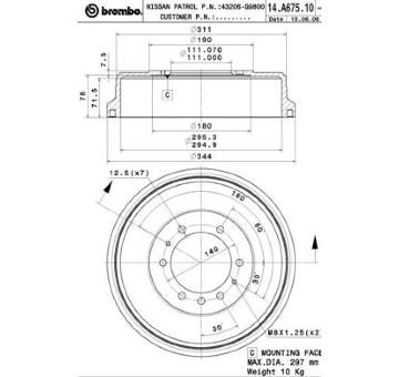 Brzdový buben BREMBO 14.A675.10