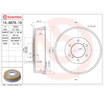 Brzdový buben BREMBO 14.A676.10