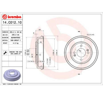 Brzdový buben BREMBO 14.C012.10