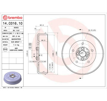 Brzdový buben BREMBO 14.C016.10